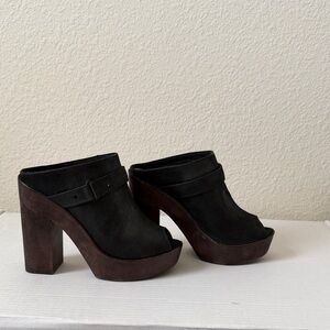 Black Platform Mules